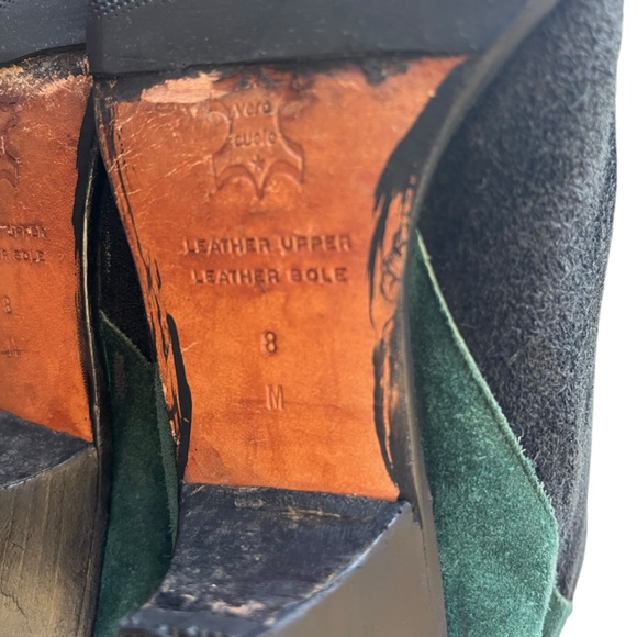 VINTAGE VERA CUOIO Colorblock Patchwork Suede Leather Boots Size 8 - Picture 7 of 15